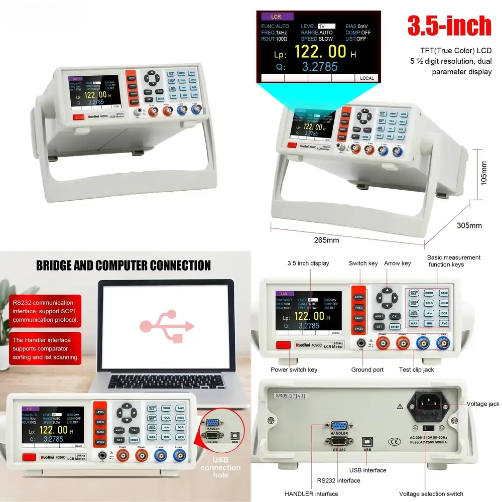 Test Instruments - Medidor LCR Digital de Escritorio, Instrumento